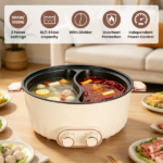 6 liters / 1.59 gallons with an internal divider to prepare two separate broths or soups at the same time. Generous cooking space accommodates meals for groups of 3 to 6 people, and each side features an independent power control system. - Image 2