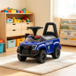 Blue Police Truck Kids Sliding Car – Push Ride On with Working PA System, Horn, Under-Seat Storage for 18 Months to 5 Years Old - Image 7