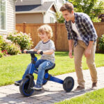 5-In-1 Foldable Toddler Tricycle, Adjustable Handlebar & Ergonomic Seat with Removable Pedals - Blue - Image 9