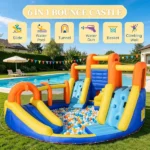 6-in-1 Inflatable Water Slide Bounce House – Kids Jumping Castle with Slide, Basket, Pool, Climbing Wall & Tunnel for Backyard Summer Water Party - Image 4