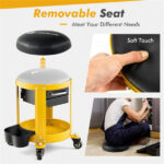 Workshop Creeper Seat with Removable Padded Seat and Drawers-Yellow - Image 5