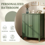 Forest Green MDF Painted with Vertical Stripes, 60*30*80cm, Double Door Bathroom Vanity - Image 13