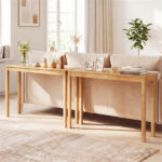 48" Solid Wood Leg Console Table, Narrow Farmhouse Entryway Table for Hallway & Sofa - Natural - Image 10