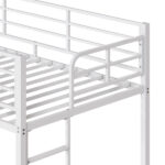 White Twin Bunk Bed Square Tube High Guardrail Side Ladder Opening Iron Bed - Image 4