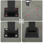 [Same Code 52168185 78675783]Handrails for Outdoor Steps, Wrought Iron Handrail Fits 1 or 3 Steps, Transitional Handrail with Installation Kit, Black - Image 6