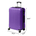 ABS Trolley Case 20in 24in 28in 3PCS Suitcase Set Vertical Striped Frosted Case Suitcase Purple - Image 4