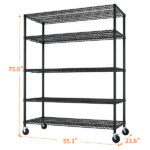 Heavy Duty Storage Shelves 55.12" W Wire Shelving Unit with Wheels 3200LBS NSF Metal Shelves for Storage Adjustable Garage Storage Rack Pantry Shelf Commercial Shelving, 75.59" H X 55.12''W X 23.62 - Image 9