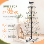 6ft Black PVC Metal Artificial Christmas Tree with Bow Topper, No Extra Ornaments, Daily Decor Tree - Image 3