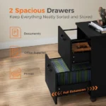 2-Drawer Rolling File Cabinet with Lockable Wheels, Printer Stand with Storage for Home Office (Shipment from Walmart) - Image 4