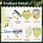 Same Code 28018871 63*70*99cm Heightened Oxford Cloth Silver White Aluminum Tube Bearing 100kg Beach Chair Yellow - Image 3