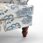 Modern Accent Chair with Retro Wood Legs, Comfy Upholstered Armchair, Floral Design Single Sofa Chair for Living Room Bedroom Office - Floral Blue - Image 26