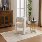 Modern Accent Chair, Contemporary Boucle Fabric Accent Armchair Comfy Upholstered Leisure Single Sofa Chair for Living Room Bedroom Apartment Office - White - Image 19