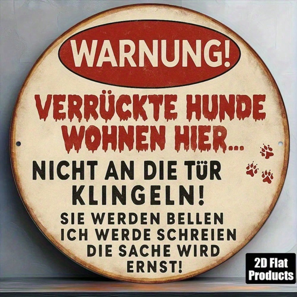 62ac0967-c2ca-46f8-925a-6c8977dd2538.png CIFbuy 1pc Vintage German Warning Dog Sign, Crazy Dog Lives Here Metal Plaque, 8-Inch Round Aluminum Paw Print Alert Sign For Garage Ya TikTok, TikTok, ue, Self-pickup Logiopics - Image 1