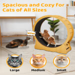 Cat Wheel Exerciser for Indoor Cats, 43.3-inch Large Cat Exercise Wheel for Running Silent, Cat Treadmill with Safety Lock for Cat's Fitness and Health, Natural Wood - Image 10