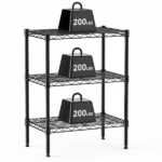 3-Tier Storage Shelf Unit,31-Inch Metal Wire Shelving Rack ,Adjustable Layer Height,for Kitchen Garage Living Room, Black - Image 2