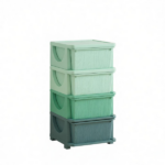 Green 4 Tier Kids Storage Cabinet – 4 Drawers Toy Organizer, for Bedroom, Nursery, Living Room, Universal for Boys Girls - Image 2