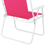 1 Pack Folding Beach Chair with Umbrella, XL Size, 15" Seat Height, Barbie Pink, Steel Spring Chair with Cross Bar, Oxford Cloth, 120kg Capacity - Image 4