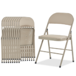 4pcs Elegant Foldable Iron & PVC Chairs for Convention & Exhibition Light Brown - Image 15