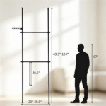 Floor to Ceiling Tension Clothes Rack No Drill Heavy Duty Carbon Steel Garment Organizer, Adjustable Width & Height Closet System with 2 Vertical Rods Drying Rack Reacher Pole for Rental Apartment Black - Image 3