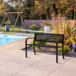 47in PVC Mesh Backrest Iron Bench Black - Image 5