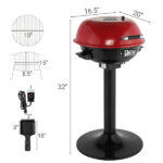 Electric BBQ Grill with Stand, Portable Double Layer Indoor/Outdoor Electric Grill for Indoor & Outdoor Use, 1600W, Red - Image 3