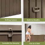 200 Gallon Outdoor Storage Deck Box Waterproof, Large Patio Storage Bin for Outside Cushions, Throw Pillows, Garden Tools, Lockable (Dark Brown) - Image 5