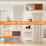 Drill-Free L-Shaped Room Divider Curtain Rod, Adjustable 28"-142"W x 4-10 ft H Heavy-Duty Partition Rod- White - Image 11