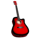 Turn red 41-inch Dreadnought barrel-shaped cutaway acoustic guitar with pick, strings, capo, gig bag, tuner, wrench tool, and shoulder strap - Image 12