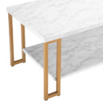 Same Code 35647920 (106 x 50 x 48cm) Simple Double-layer Golden Iron Pipe Marble PVC Coffee Table Rectangular - Image 16