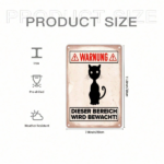 CIFbuy Cat Warning Area Guarded Tin Sign 8x12 Inch, Metal Plaque 2D Flat Unframed Vintage Cat Lover, Decor For Home Wall Garden Yard TinikTok, TinikTok, t Lover Self-Plckup Logioprdintage - Image 2