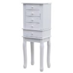 Standing Jewelry Armoire with Mirror, 5 Drawers & 14 Necklace Hooks, Jewelry Cabinet Chest with Removable Ring Storage Slot and Top Storage Organizer , 2 Side Swing Doors(White) - Image 3
