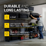 4-Shelf Standard Duty Plastic Storage Shelves, 48” x 21” x 14”, 200lb Capacity - Image 5