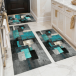 Three-piece kitchen rug set, non-slip and washable, abstract pattern kitchen hallway rug, soft and comfortable, suitable for sinks, floors, entrances, hallways and bathrooms. - Image 13