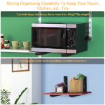 L-Shaped Microwave Wall Mount Shelf, Rust Resistant Carbon Steel Bracket with 35KG Weight Capacity, Easy Installation Adjustable Floating Holder for Home Office--Black - Image 4
