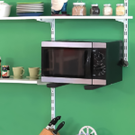 L-Shaped Microwave Wall Mount Shelf, Rust Resistant Carbon Steel Bracket with 35KG Weight Capacity, Easy Installation Adjustable Floating Holder for Home Office--Black - Image 5