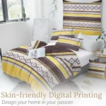 3 Pieces Geometric Printed Bedding Duvet Cover Set King for Adults Brown Yellow Bedroom Decor - Image 4