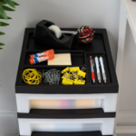 5-Drawer Narrow Plastic Storage Drawer Cart with Organizer Top, Black - Image 4