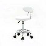 Round Shape Adjustable Salon Stool with Back and Line White - Image 19