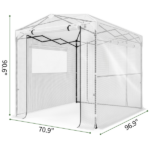 8*6ft Plastic Sprayed Iron Pipe PE Mesh Foldable Greenhouse Shed White - Image 2