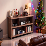 Dark Brown Particle Board TV Stand, 70.07"×15.75"×24.4" Double Layer Entertainment Center with Open Storage Shelves, Modern TV Console for Living Room & Bedroom - Image 9