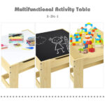 2-in-1 Kids Activity Table and Chairs Set, Double-Sided Whiteboard & Blackboard, with Hidden Storage, Certified Non-Toxic MDF, Perfect Gift for 3-7 Years Old (Natural) - Image 4