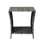 Outdoor Patio Wicker Side Table, Square End Table Bistro Coffee Table with Glass Top Storage Shelf for Porch Garden Backyard Grey SAME AS 19215985 - Image 17