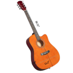 Brown 41-inch Dreadnought barrel-shaped cutaway acoustic guitar with pick, strings, capo, gig bag, tuner, wrench tool, and shoulder strap - Image 3