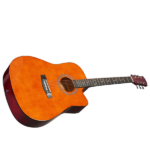 Brown 41-inch Dreadnought barrel-shaped cutaway acoustic guitar with pick, strings, capo, gig bag, tuner, wrench tool, and shoulder strap - Image 5