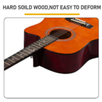 Brown 41-inch Dreadnought barrel-shaped cutaway acoustic guitar with pick, strings, capo, gig bag, tuner, wrench tool, and shoulder strap - Image 8