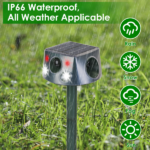 Solar & Type-C Rechargeable Animal Repeller - 3 Modes Ultrasonic+Buzzer+Vibration, IP66 Waterproof, 2200mAh Battery, Repels Moles Bats Squirrels Birds for Yard Garden Farm - Image 10