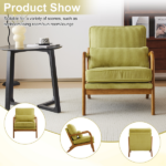 Low Arm Accent Chair - Olive Green Corduroy Upholstered Indoor Lounge Chair, Compact Single Seater with Sturdy Frame (330LBS Weight Capacity) - Image 6