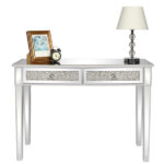 106*38*76cm Modern Mirror Two-Pump Computer Table Silver - Image 9