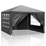 Same Code 00418742 10'x10' Gazebo Waterproof Outdoor Canopy Patio Tent Party Tent for Wedding BBQ Cater, Black - Image 2