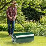 24in Heavy Duty Steel Lawn Roller, Garden Roller Can Be Filled with Water or Sand, Hand Roller with U-shaped Handle, Green & Black - Image 7